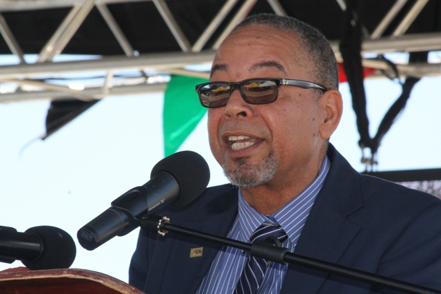 Mr. John King, Representative of IICA Delegations in the Eastern Caribbean States delivering remarks at the 23rd Annual Agriculture Open Day at the Villa Grounds on Nevis on March 30, 2017